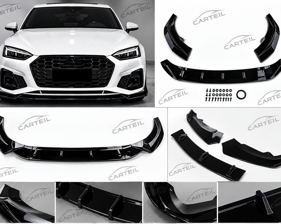 Audi A4 S-Line / S4 B9 Facelift Front Lip(2019-2024) | Gloss Black ABS | Adhesive Installation