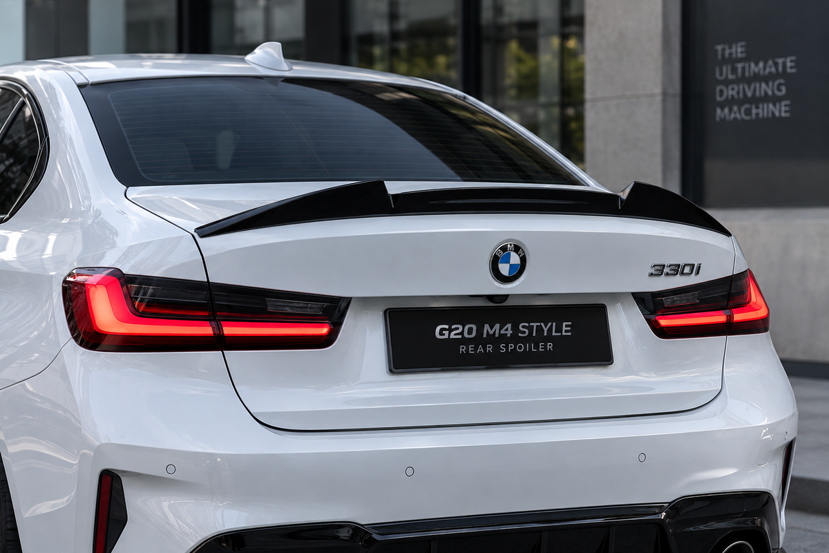 BMW 3 Series G20 M4 Style (2020) Rear Spoiler | Gloss Black ABS | Adhesive