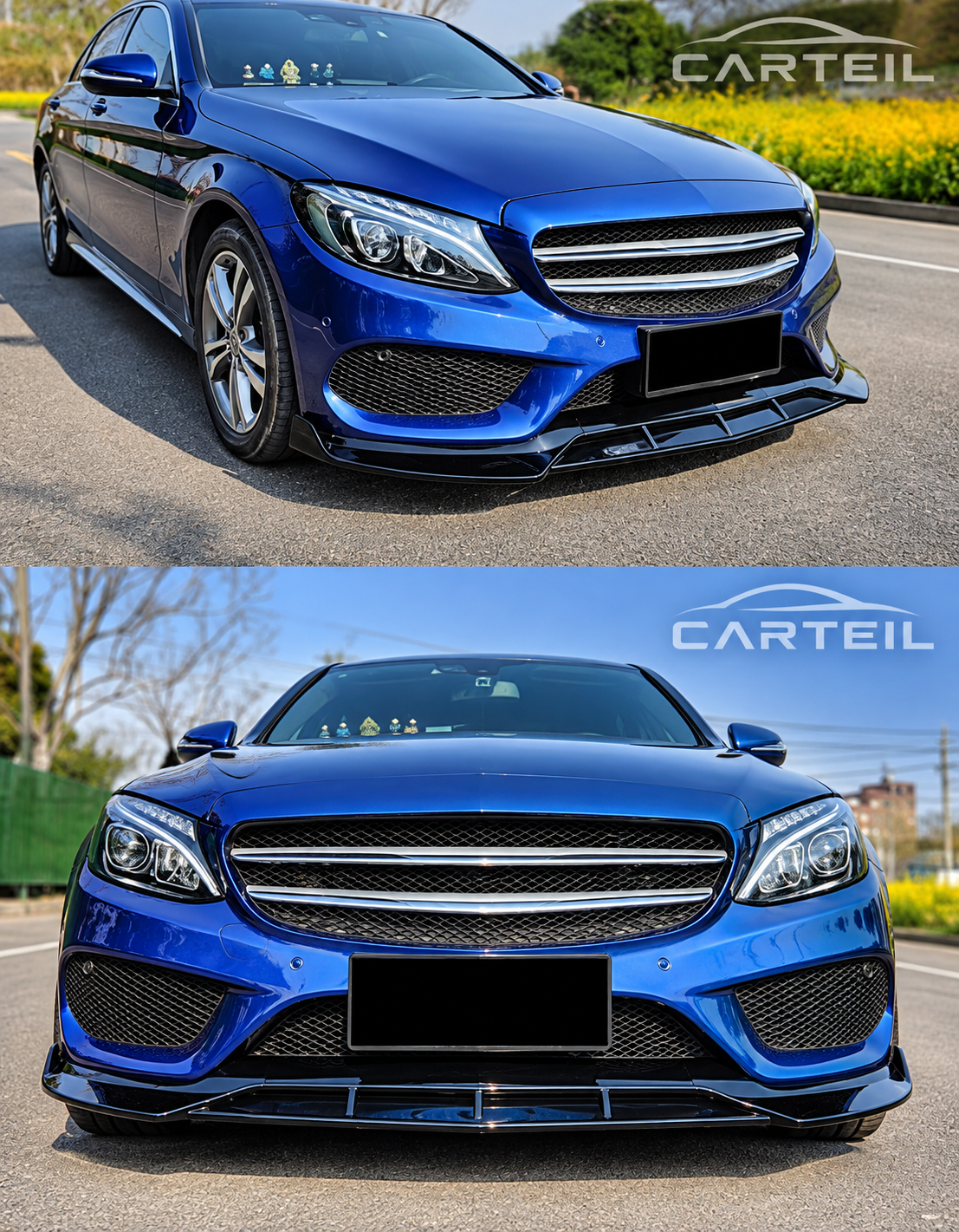 Mercedes-Benz C-Class W205 Front Lip (2015-2018)| Gloss Black ABS | Adhesive