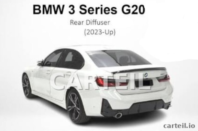 BMW 3 Series G20 M Sport (2023+) Rear Blade Diffuser & Rear Side Splitter | Gloss Black ABS | Adhesive