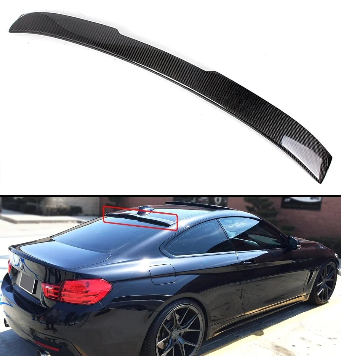 BMW 5 Series F10 M4 Style (2010-2016) Roof Spoiler | Carbon Fiber Look ABS | Adhesive