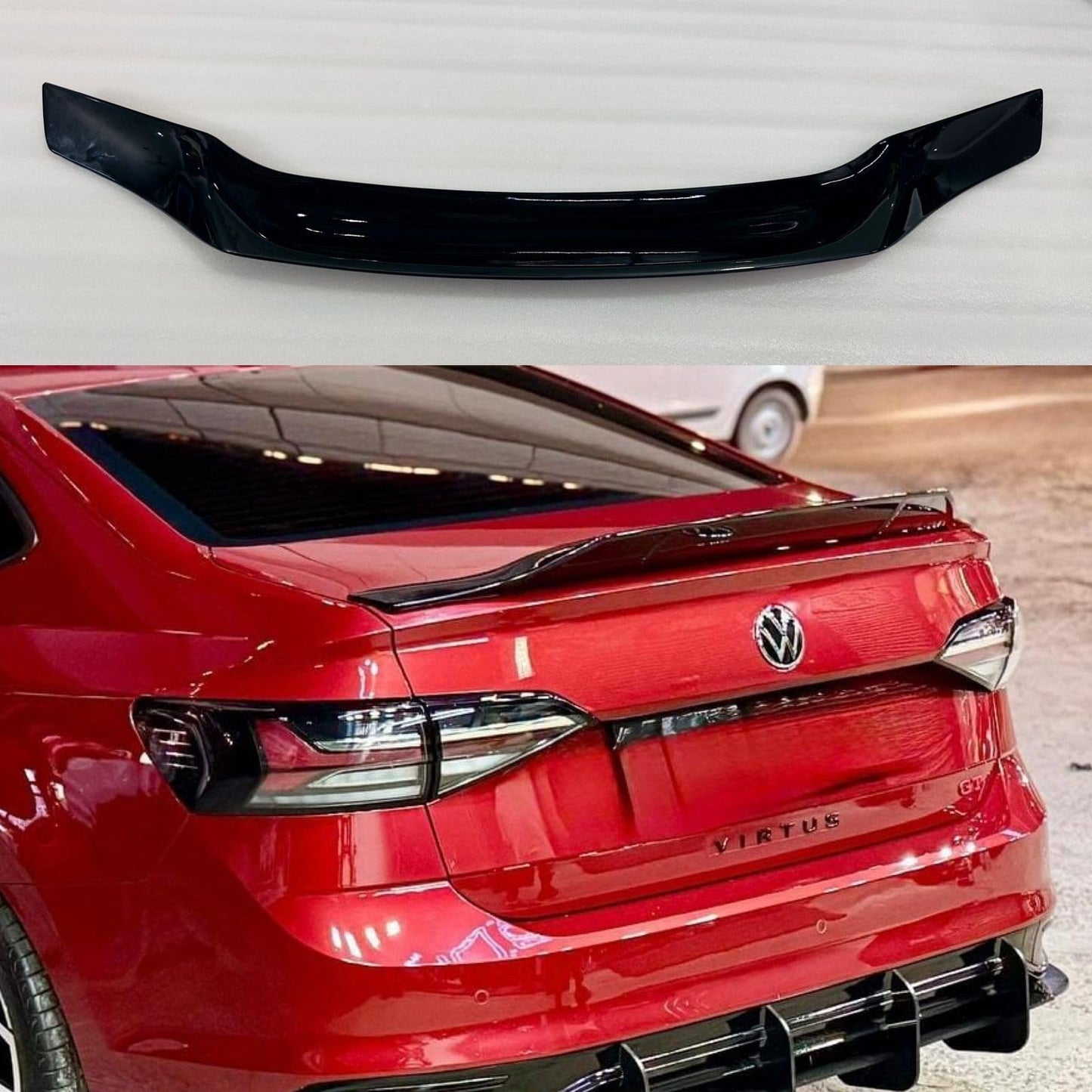 Volkswagen Virtus R Style Rear Spoiler Glossy Black | Carteil