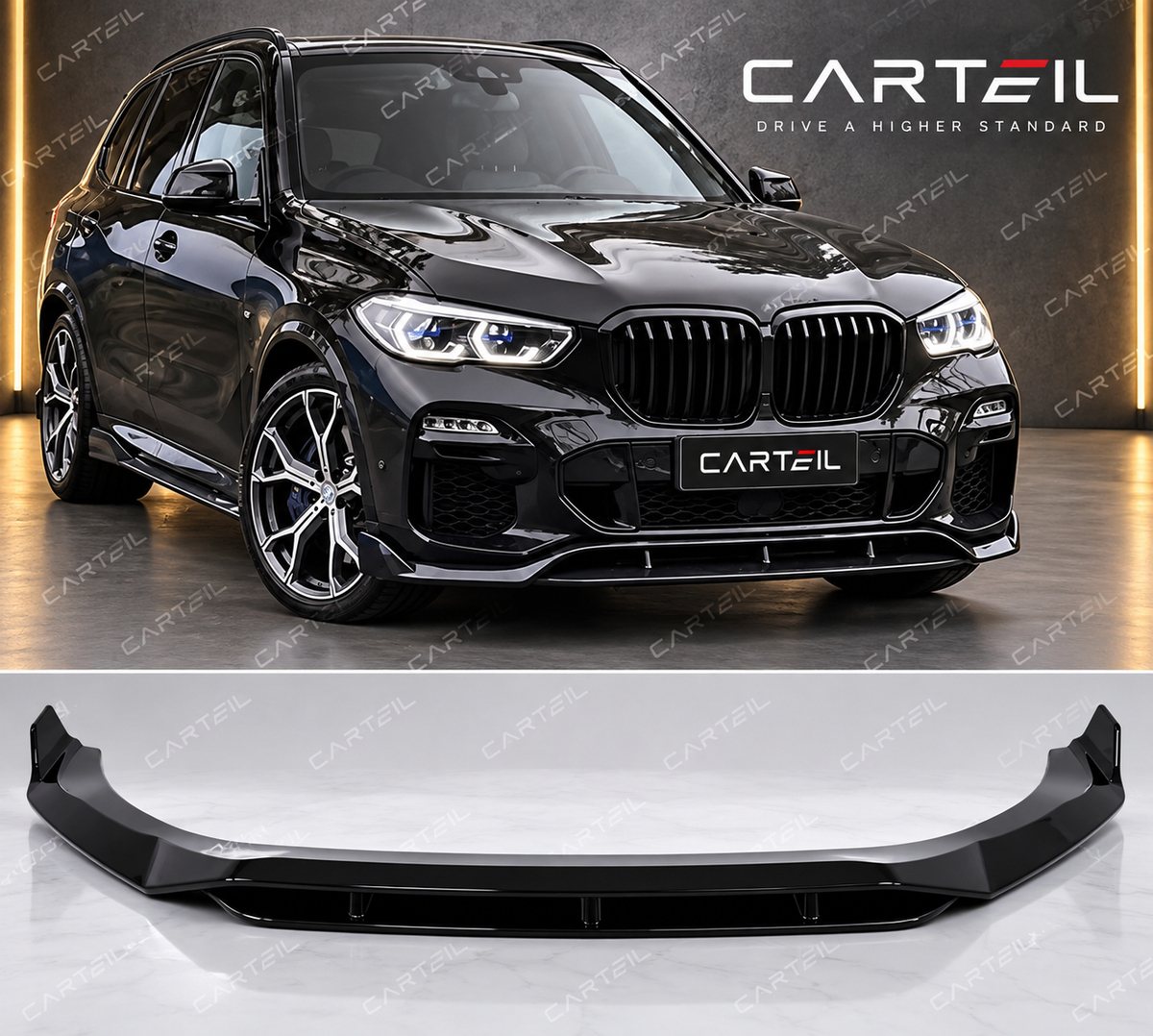 BMW X5 G05 (2019+) Front Lip  | Four-Piece | Gloss Black ABS | Adhesive