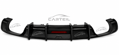 Audi A4 S-Line / S4 B9 Sedan Rear Diffuser with Lamp (2017-2019) | Gloss Black ABS | Plug & Play Installation