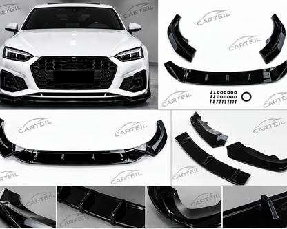 Audi A4 S-Line / S4 B9 Facelift Front Lip(2019-2024) | Gloss Black ABS | Adhesive Installation