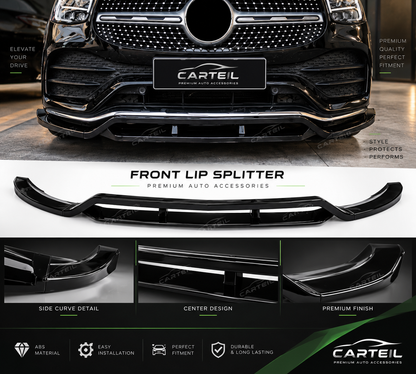 Mercedes-Benz GLC X253 Front Lip(2020+) | Gloss Black ABS | Adhesive Installation