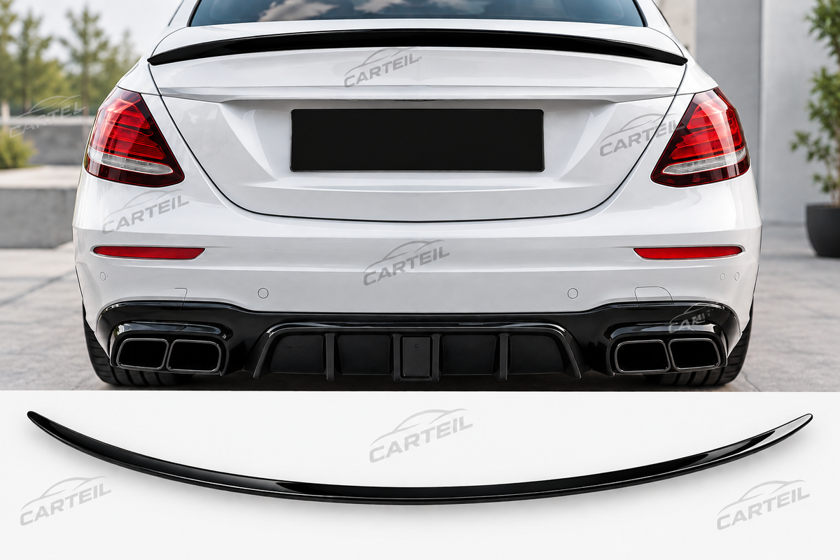 Mercedes-Benz W213 E63 Style Rear Spoiler (2016-2021) | Gloss Black ABS | Adhesive Installation