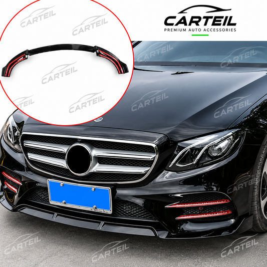 Mercedes-Benz E-Class W213 Front Lip (2016+) | Gloss Black ABS | Adhesive Installation