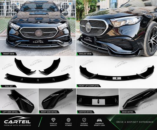 Mercedes-Benz E-Class W214 Front Lip (2024+) | Gloss Black ABS | Adhesive Installation