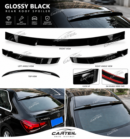 Mercedes-Benz A-Class W177  A200 / A220 / A35  AMG Sedan Roof Spoiler (2019-2021) | Gloss Black ABS | Adhesive Installation