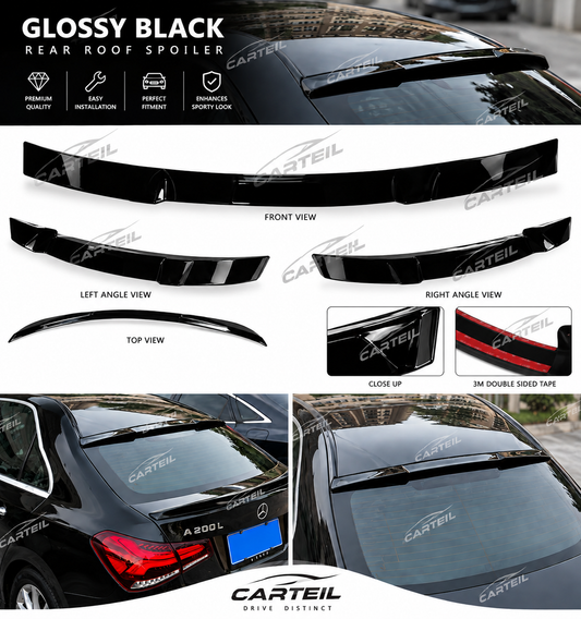 Mercedes-Benz A-Class W177  A200 / A220 / A35  AMG Sedan Roof Spoiler (2019-2021) | Gloss Black ABS | Adhesive Installation