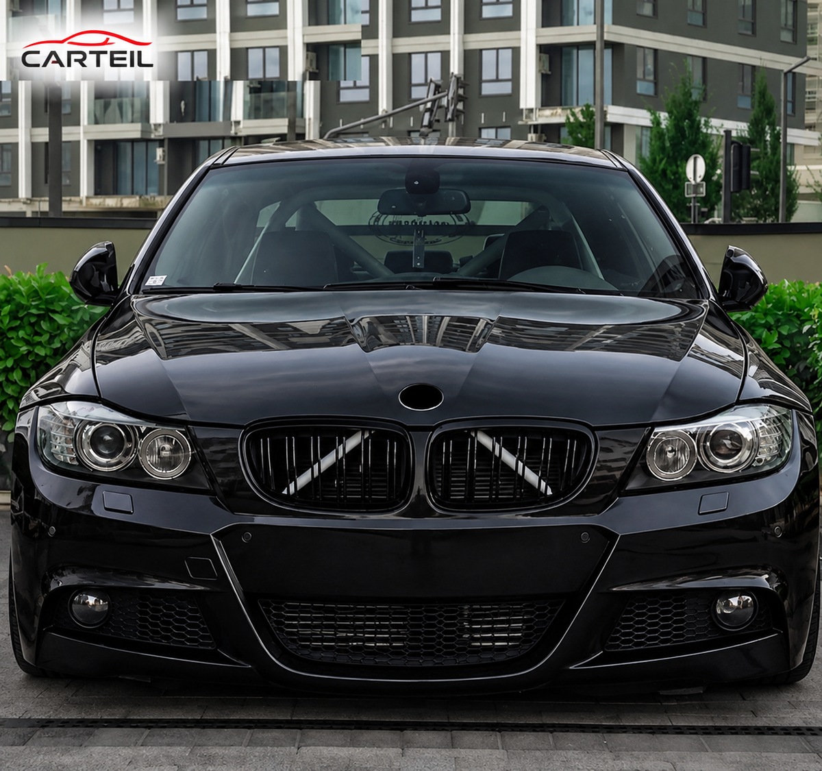BMW 3-Series E90 Front Grille (2009-2012)| Gloss Black ABS | Adhesive