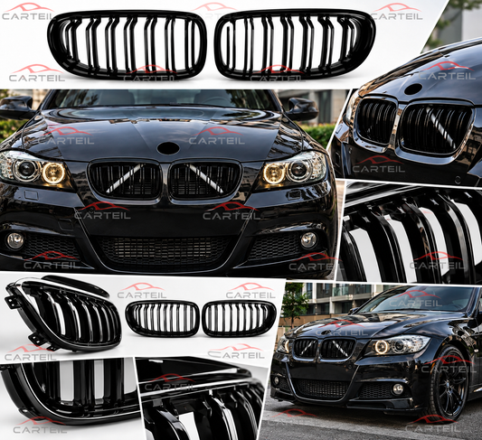 BMW 3-Series E90 Front Grille (2009-2012)| Gloss Black ABS | Adhesive