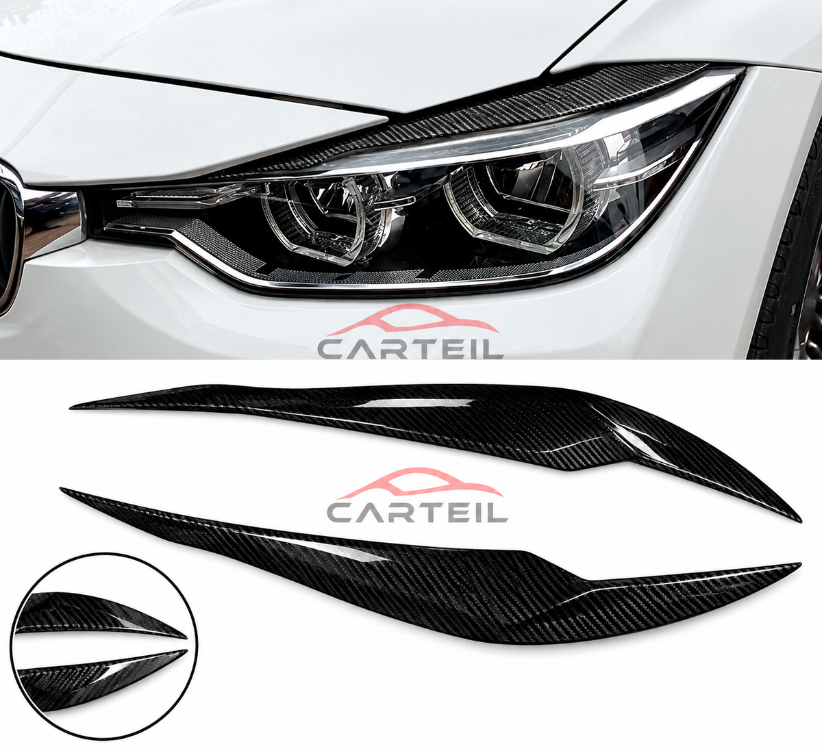 BMW 3-Series F30 Light Brow(2012-2018) | Carbon Look ABS | Adhesive