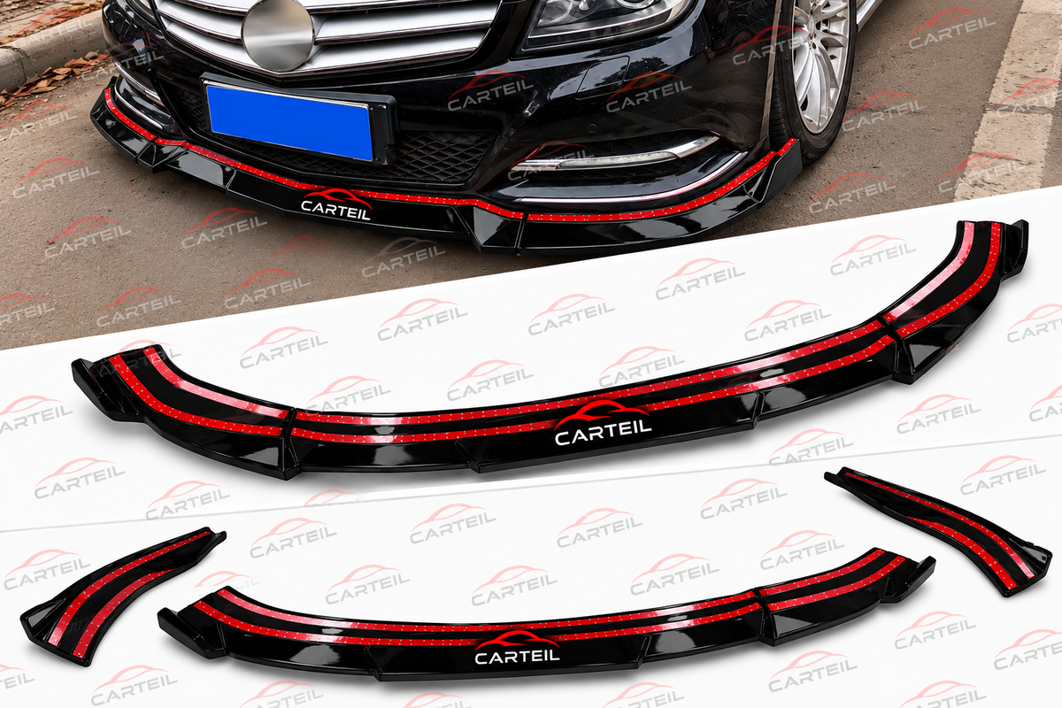 Mercedes-Benz C-Class W204 Front Lip (2007-2013)| Gloss Black ABS | Adhesive