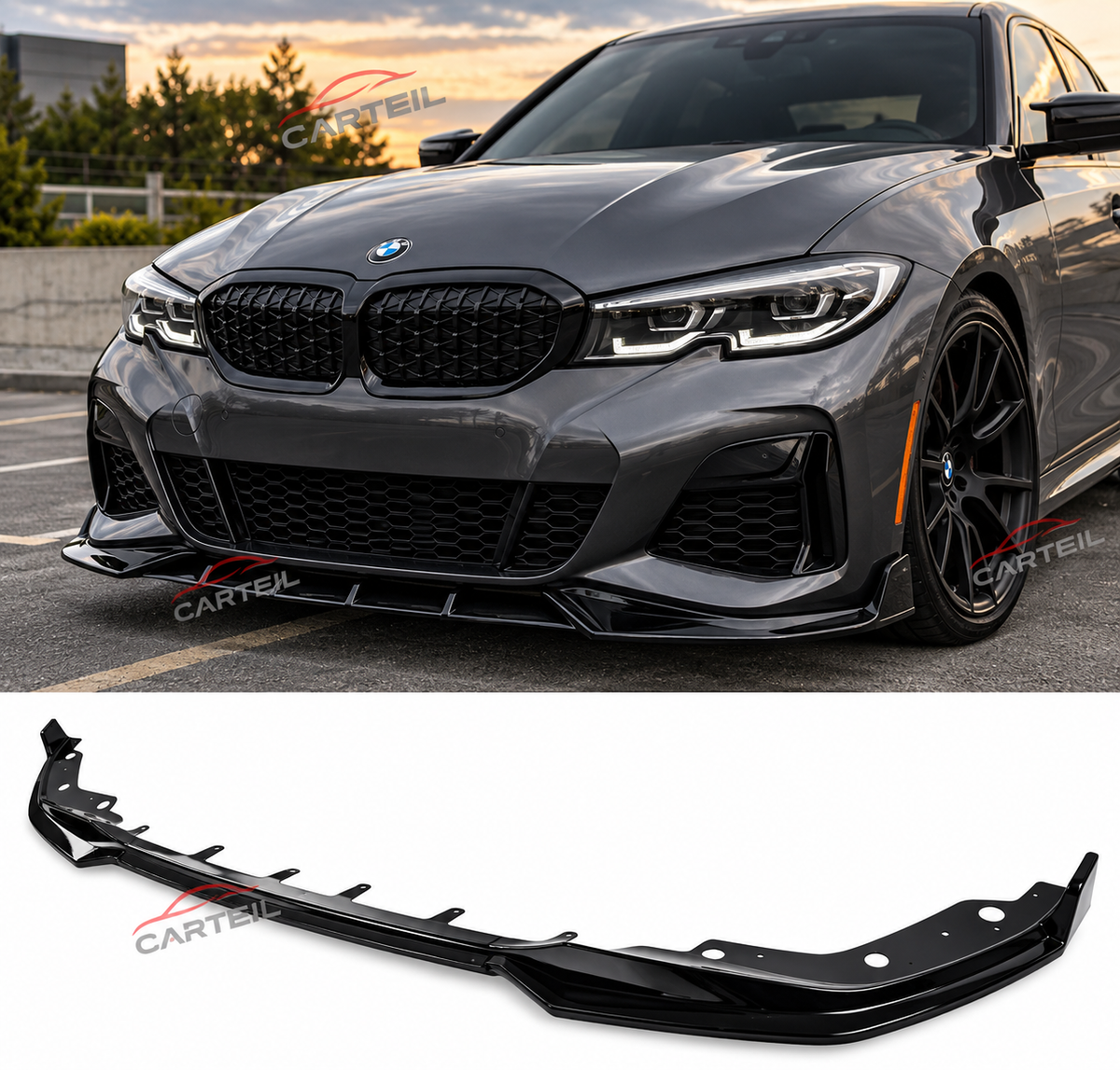 BMW 3-Series G20 M Sport M Performance Front Lip (2020-2022)| Gloss Black ABS | Adhesive