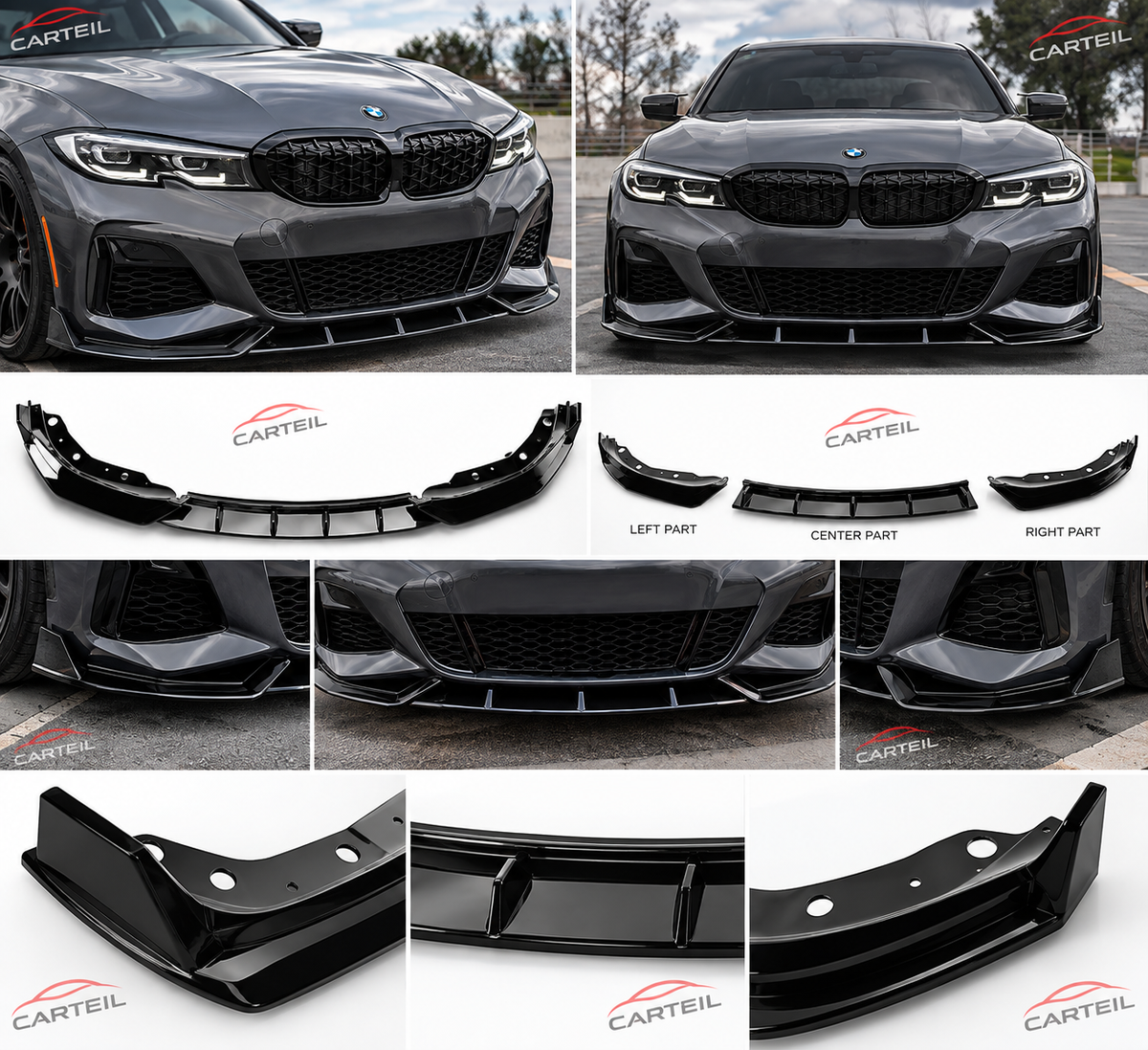 BMW 3-Series G20 M Sport M Performance Front Lip (2020-2022)| Gloss Black ABS | Adhesive
