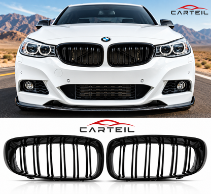 BMW 3-Series GT F34 Double Slat Front Grill (2013-2020)| Gloss Black ABS | Adhesive