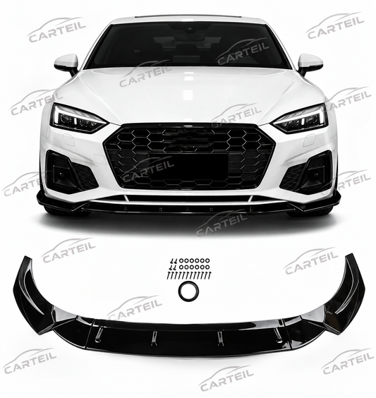 Audi A4 S-Line / S4 B9 Facelift Front Lip(2019-2024) | Gloss Black ABS | Adhesive Installation
