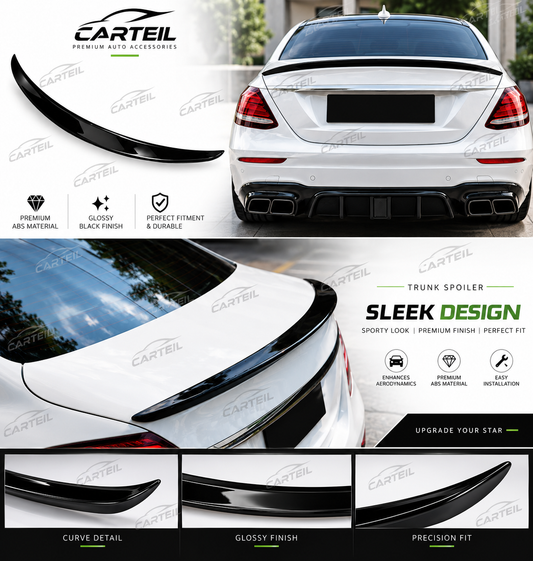Mercedes-Benz W213 E63 Style Rear Spoiler (2016-2021) | Gloss Black ABS | Adhesive Installation