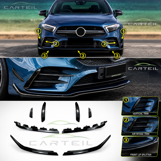 Mercedes-Benz A-Class W177 Front Vents (2019+) | Gloss Black ABS | Adhesive