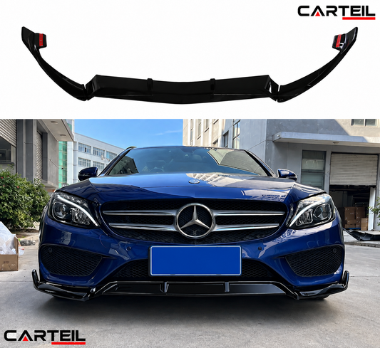 Mercedes-Benz C-Class W205 Front Lip (2015-2018)| Gloss Black ABS | Adhesive