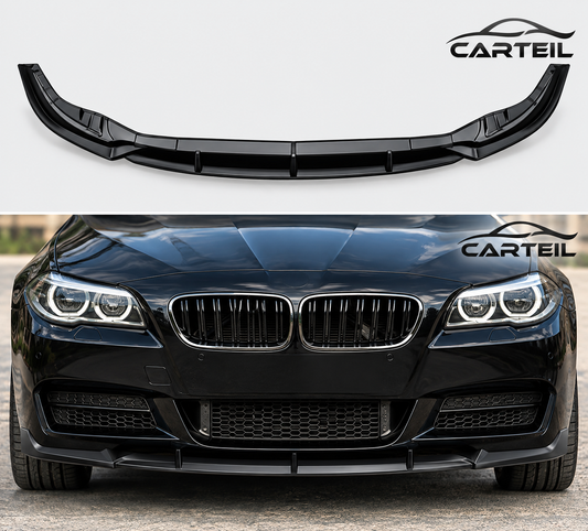BMW 5 Series F10 SE Pre-LCI (2010-2013) Front Lip |Splitter | Three-Piece | Gloss Black ABS | Fits only Original Bumper |Adhesive