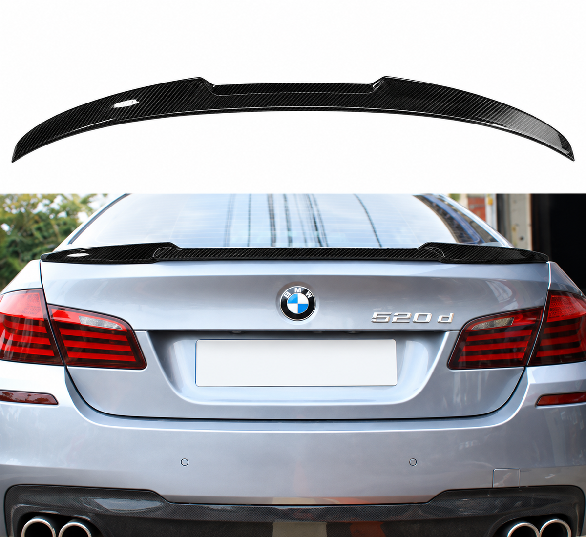 BMW 5 Series F10 M4 Style (2010-2016) Rear Spoiler | Carbon Fiber Look ABS | Adhesive