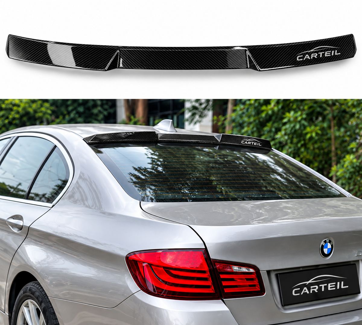 BMW 5 Series F10 M4 Style (2010-2016) Roof Spoiler | Carbon Fiber Look ABS | Adhesive
