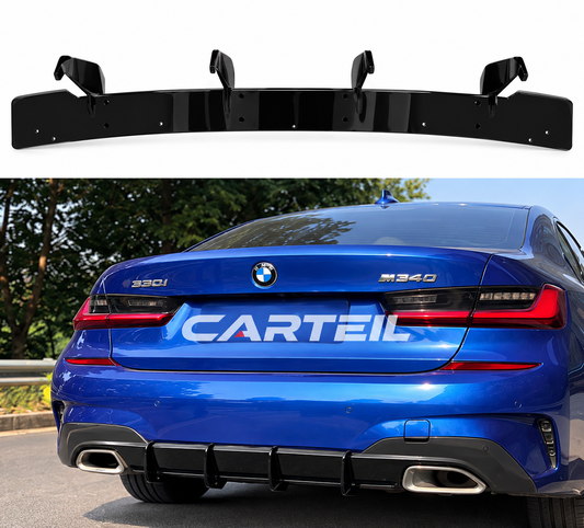 BMW 3 Series G20 M Sport (2020-2022) Rear Blade Diffuser | Gloss Black ABS | Adhesive