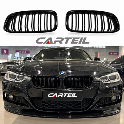 BMW 3 Series F30 (2012-2018) Front Grille | Two-Piece | Gloss Black ABS | Adhesive