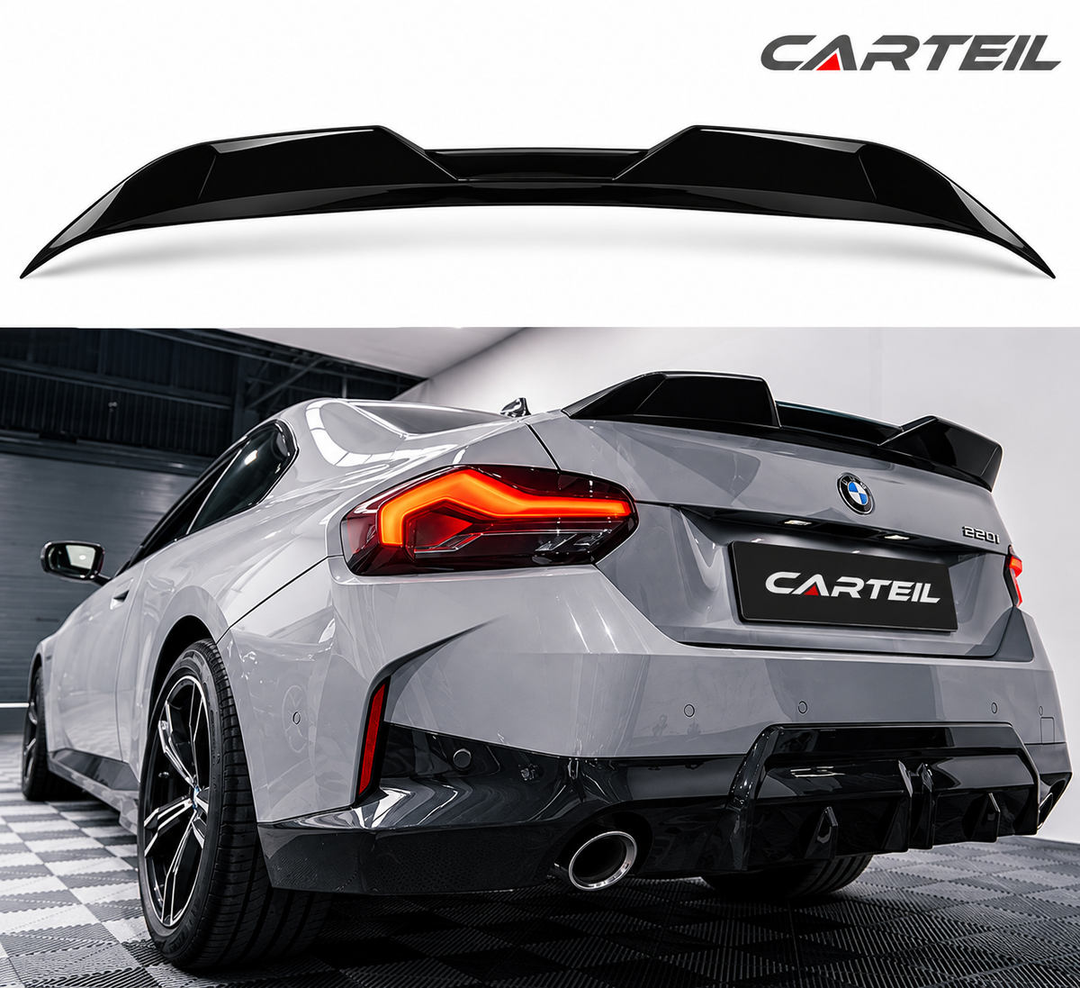 BMW 2 Series G42 Coupe M Performance Style (2022) Rear Spoiler | Gloss Black ABS | Adhesive
