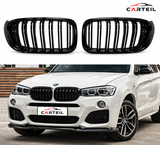 BMW X3 F25 (2014-2017) Front Grill (No Logo) |  Gloss Black ABS | Adhesive