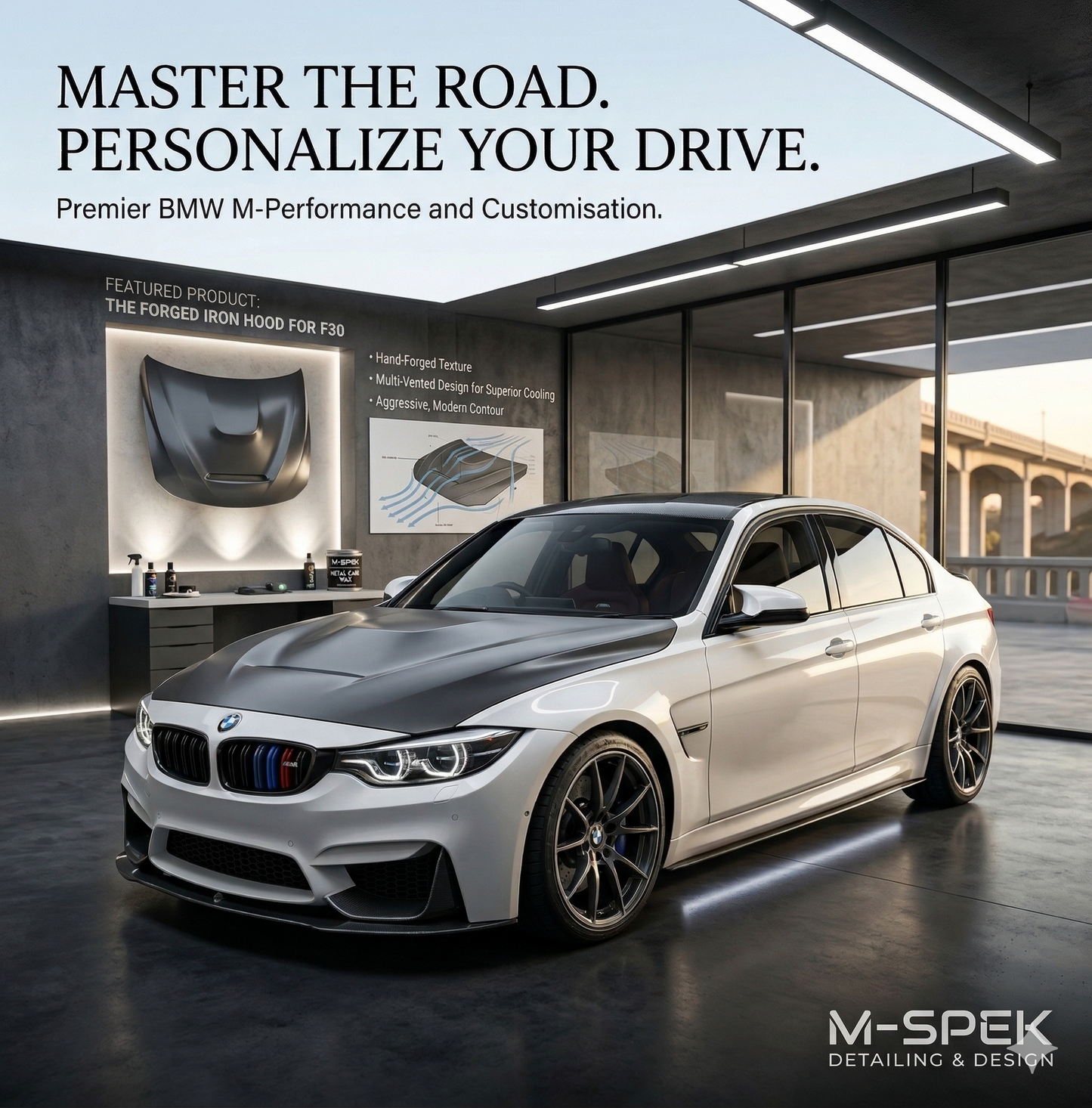2013-2019 BMW 3 Series F30 GTS Performance Hood Glossy Black | Carteil