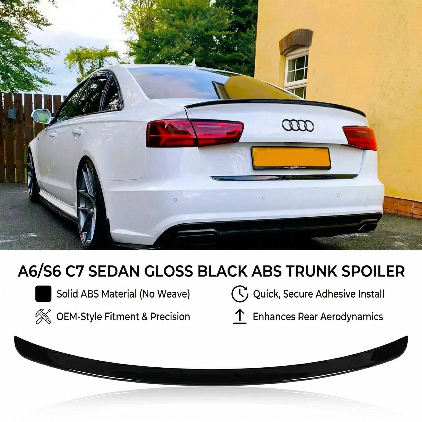 2012-2017 Audi A6 C7 S3 Style Rear Spoiler Glossy Black | Carteil
