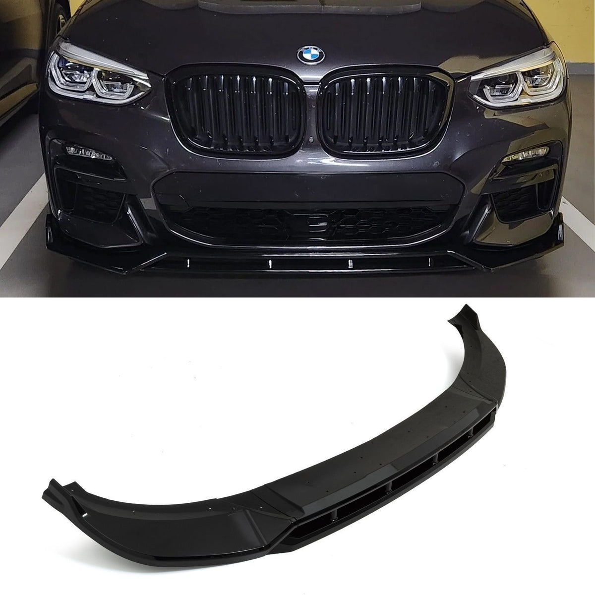 BMW X3 G01 LCI (2022+) Front Lip |Four Section | Glossy Black ABS |Adhesive