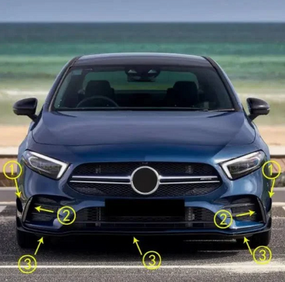 Mercedes-Benz A-Class W177 Front Vents (2019+) | Gloss Black ABS | Adhesive
