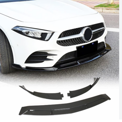 Mercedes-Benz A-Class W177 A180 / A200 Front Lip (2024+) | Gloss Black ABS | Adhesive
