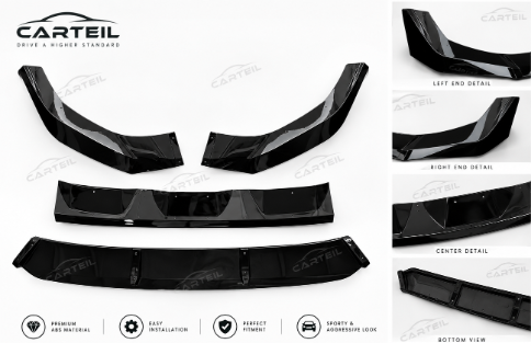 Audi Q7 S-Line Front Lip (2020+) | Gloss Black ABS | Adhesive Installation
