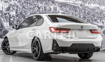 BMW 3 Series G20 M Sport (2023+) Rear Blade Diffuser & Rear Side Splitter | Gloss Black ABS | Adhesive