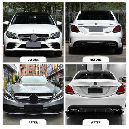 2015-2021 Mercedes C-Class W205 C63 AMG Body Kit Glossy Black | Carteil