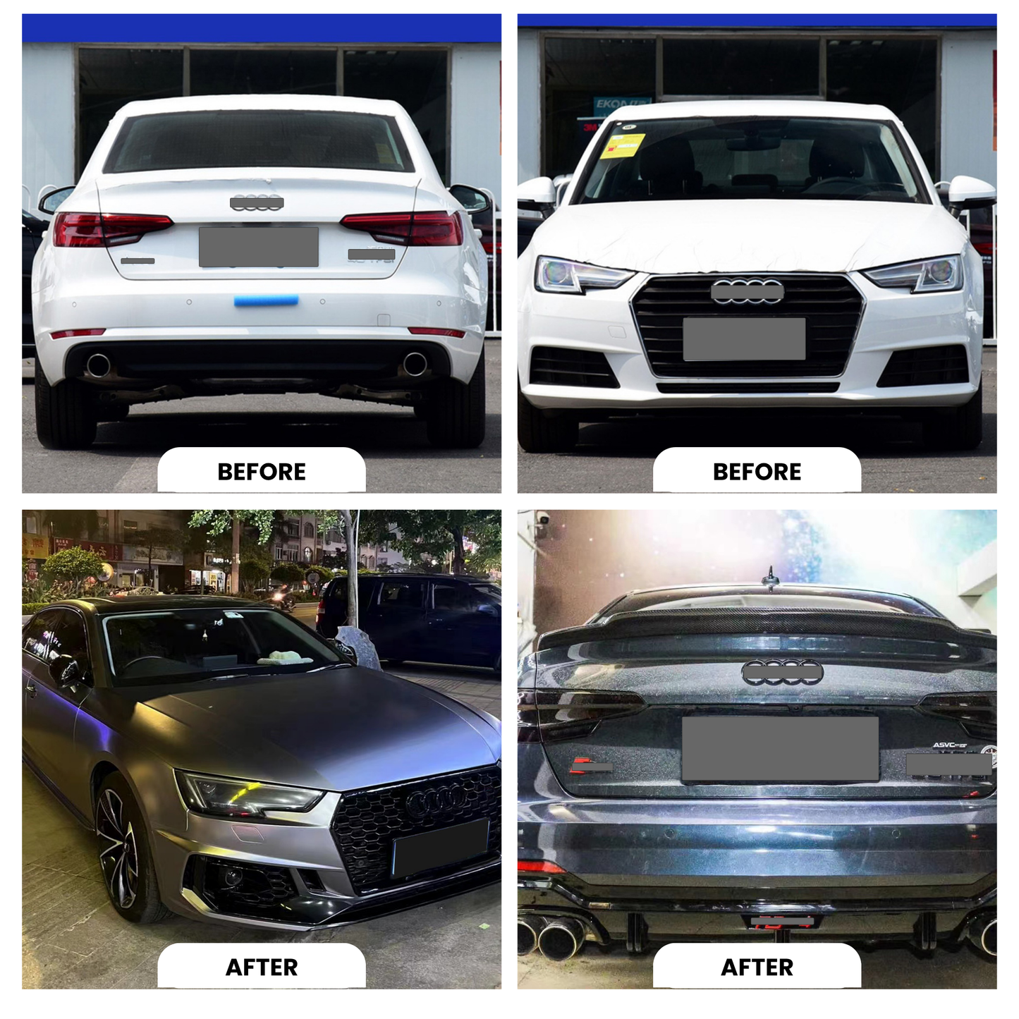 2017-2019 Audi A4 RS4 Look Full Body Kit Glossy Black | Carteil
