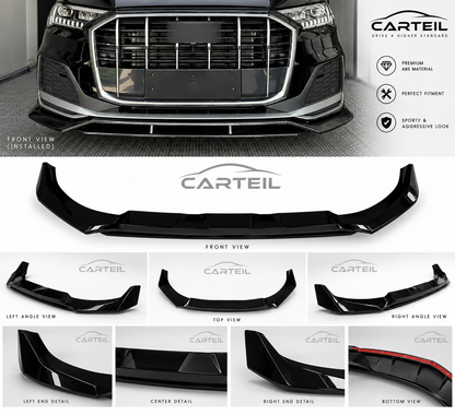 Audi Q7 S-Line Front Lip (2020+) | Gloss Black ABS | Adhesive Installation