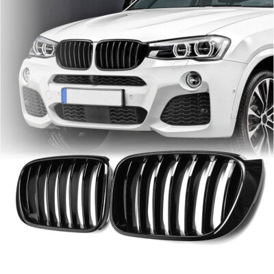 BMW X3 F25 (2014-2017) Front Grill (No Logo) |  Gloss Black ABS | Adhesive