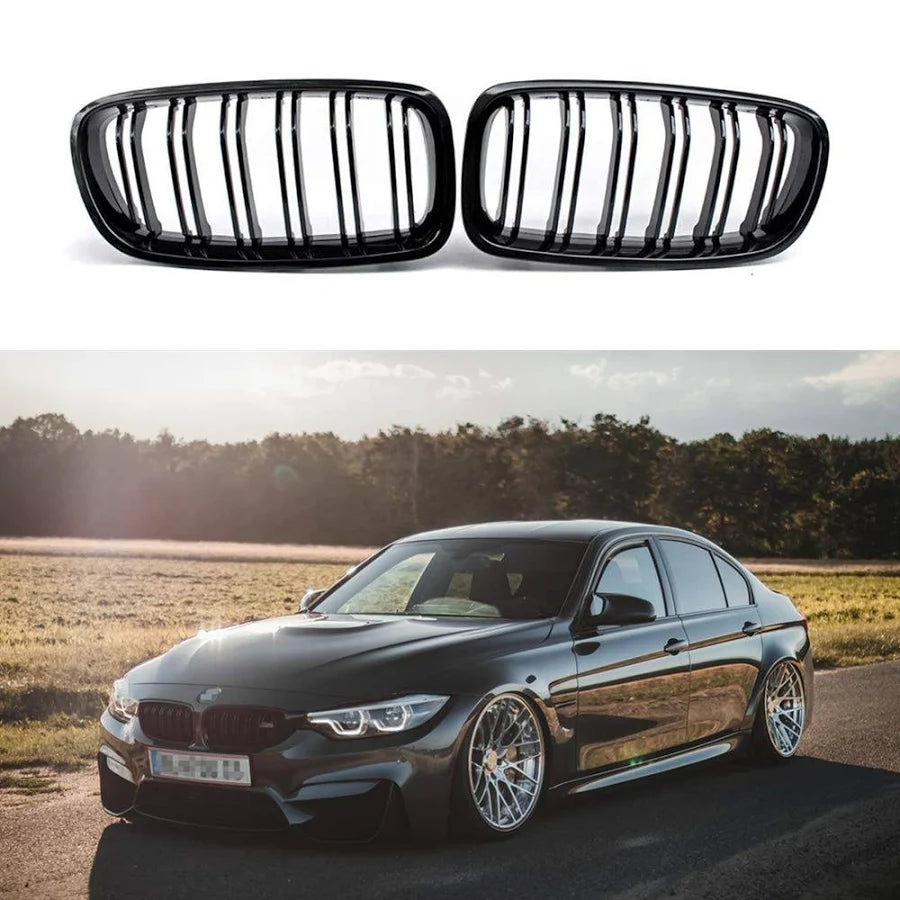 BMW 3 Series F30 (2012-2018) Front Grille | Two-Piece | Gloss Black ABS | Adhesive